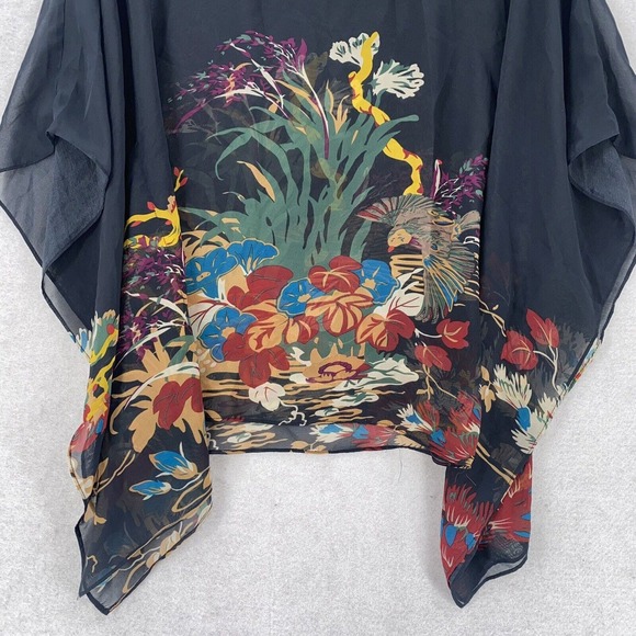 Staring at Stars Women Art To Wear Kimono Cover Up Sheer Chiffon Arm Holes Small - Picture 3 of 8